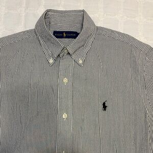Ralph Lauren Men's Shirt with Black and White Stripes